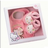 Hello Kitty - Conjunto Babete e Pantufas