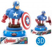 Luz Presença Figura 3D Capitão América Avengers