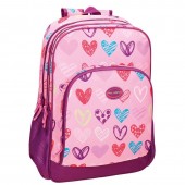 Mochila escolar adapt. 44cm Movom - Coração Rosa