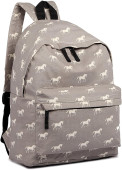 Mochila Escolar Cavalos Cinza 38cm