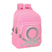 Mochila Escolar Dupla 42cm adap trolley Benetton Flamingo Pink