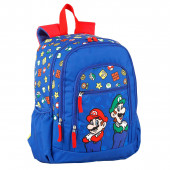 Mochila Escolar dupla Mario e Luigi Super Mario Bros 40cm adap trolley