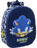 Mochila Pré Escolar 31cm Sonic Faster 3D