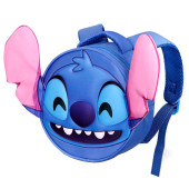 Mochila Pré Escolar Redonda 3D Stitch Emoji 22cm