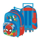 Mochila Pré-Escolar Trolley Azul Infantil Spiderman 36cm