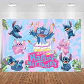 Painel Decorativo Stitch Aniversário 100x150cm