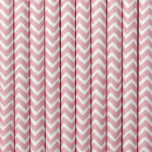Palhinhas Papel Ziguezague Rosa Bebé 10 uni