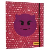 Pasta A4 Emojis com argolas e elástico - Rosa