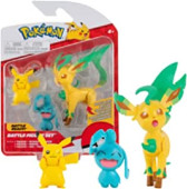 Pokémon 3 Figuras Combate - Pikachu, Wynaut e Leafeon