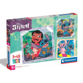 Puzzle 3x48 peças Stitch Disney