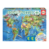 Puzzle Mapa Mundo Dinossauros 150 peças