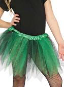 Saia de tule verde e preto com brilhantes tutu