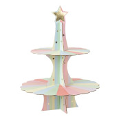 Stand Cupcakes Estrelas e Cores Pastel 35cm