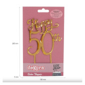 Topper Bolo Acrílico Happy 50 Dourado