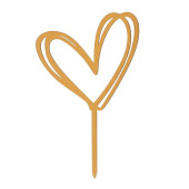 Topper Bolo Coração Duplo Acrílico Dourado