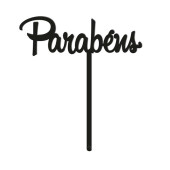 Topper Bolo Parabéns Acrílico Preto