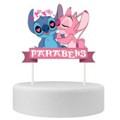 Topper Bolo Stitch e Angel Happy Birthday