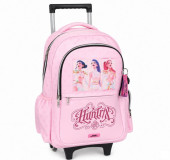 Trolley Mochila Escolar Guerreiras K-Pop Pink 46cm