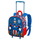 Trolley Mochila Pré Escolar 3D Capitão América Avengers First 34cm