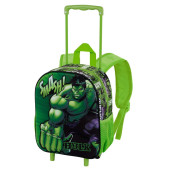 Trolley Mochila Pré Escolar 3D Hulk Avengers Superhuman 34cm