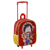 Trolley Mochila Pré Escolar 3D One Piece Luffy 34cm