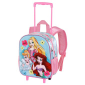 Trolley Mochila Pré Escolar 3D Princesas Disney Adorable 34cm