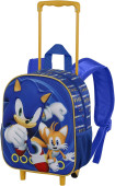 Trolley Mochila Pré Escolar 3D Sonic e Tails 34cm