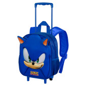Trolley Mochila Pré Escolar 3D Sonic Face 34cm
