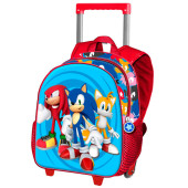 Trolley Mochila Pré Escolar 3D Sonic Friends 34cm