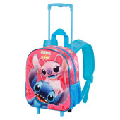 Trolley Mochila Pré Escolar 3D Stitch e Angel Match 34cm