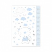 Ursinho Estrela azul - Medidor decorativo em vinil bebé