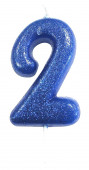 Vela Aniversário Azul Glitter Nº 2
