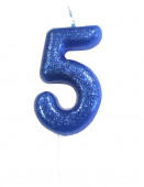 Vela Aniversário Azul Glitter Nº 5
