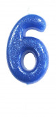 Vela Aniversário Azul Glitter Nº 6