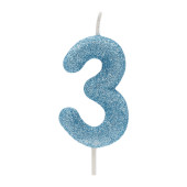 Vela Aniversário Glitter Azul Nº 3