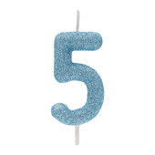 Vela Aniversário Glitter Azul Nº 5