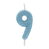 Vela Aniversário Glitter Azul Nº 9