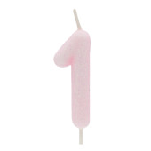 Vela Aniversário Glitter Rosa Claro Nº 1