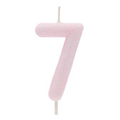 Vela Aniversário Glitter Rosa Claro Nº 7