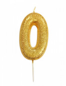 Vela Aniversário Gold Glitter Nº 0