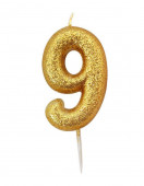 Vela Aniversário Gold Glitter Nº 9