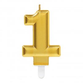 Vela Aniversário Nº 1 Dourado Metálico