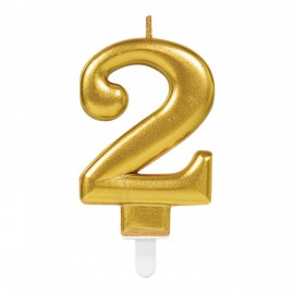 Vela Aniversário Nº 2 Dourado Metálico