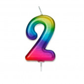 Vela Aniversário Nº2 Metálica Rainbow