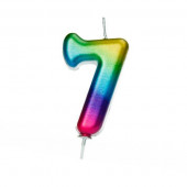 Vela Aniversário Nº7 Metálica Rainbow