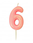 Vela Aniversário Rosa Glitter Nº 6