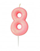 Vela Aniversário Rosa Glitter Nº 8