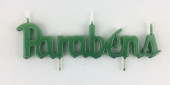 Vela Artesanal Verde Parabéns 21 cm