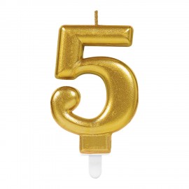 Vela de acabamento metálico Dourada Nº5