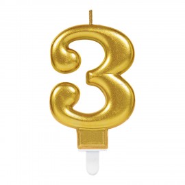 Vela Dourado Metálico Nº 3